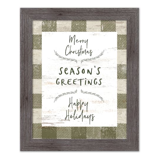 Buffalo Check Holiday Phrases Print in Western Gray Frame